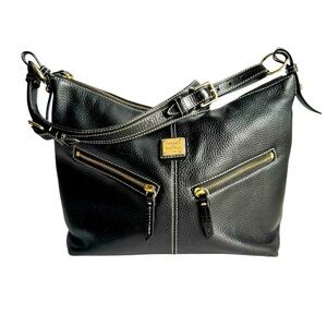 Dooney & Bourke Mary Hobo Bag Black Pebbled Leather Shoulder Purse Handbag Vtg
